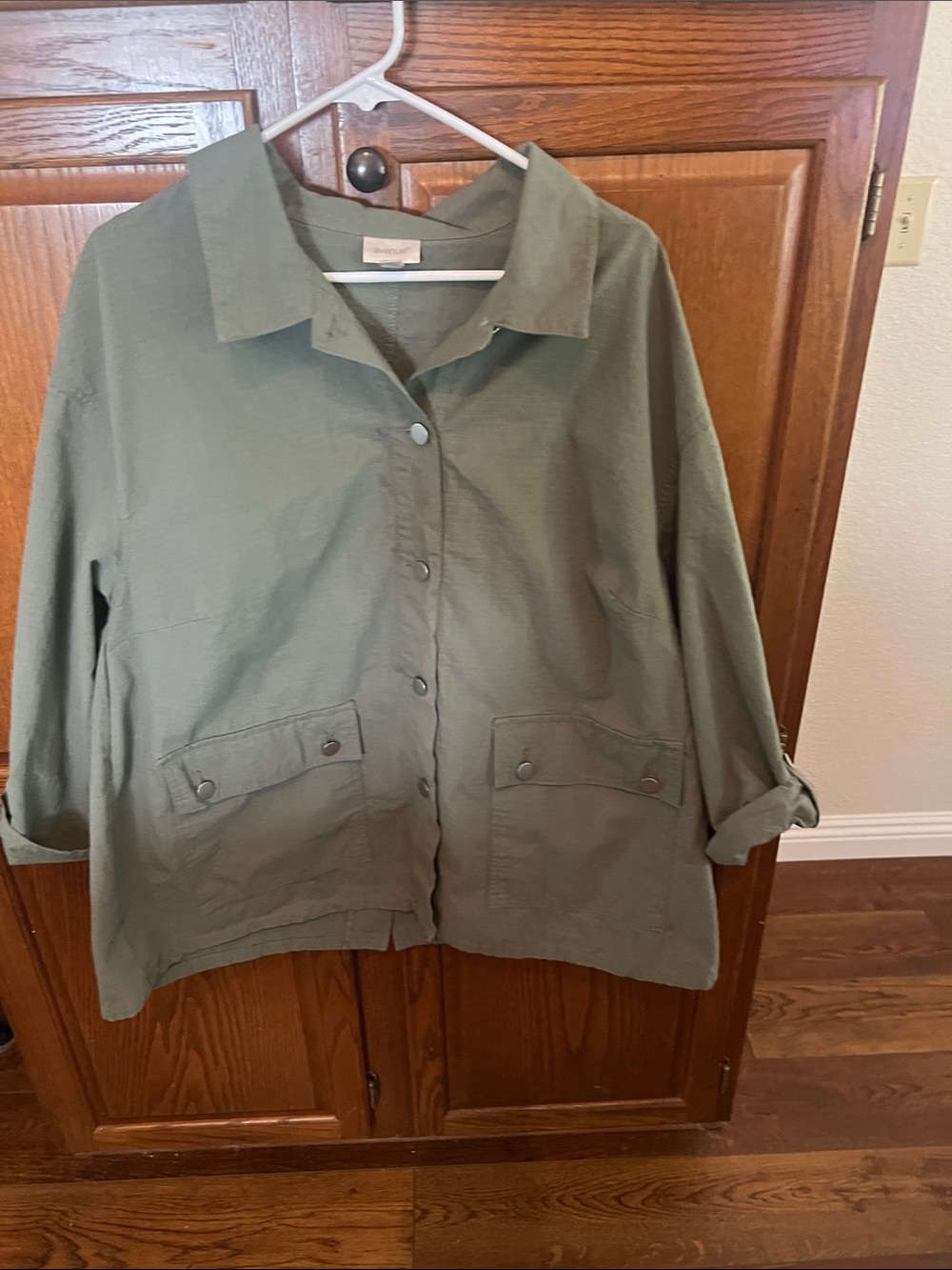 Avenue Olive Utility Button-Front Jacket